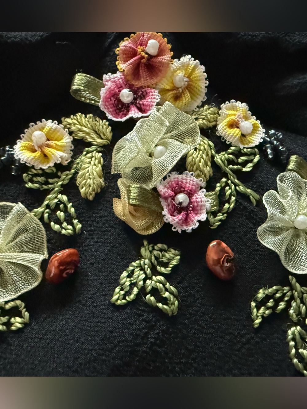 Sue Wong Vintage Silk Fairy Dress Floral Embroidered Beaded Small tagged 10P - Picture 3 of 14